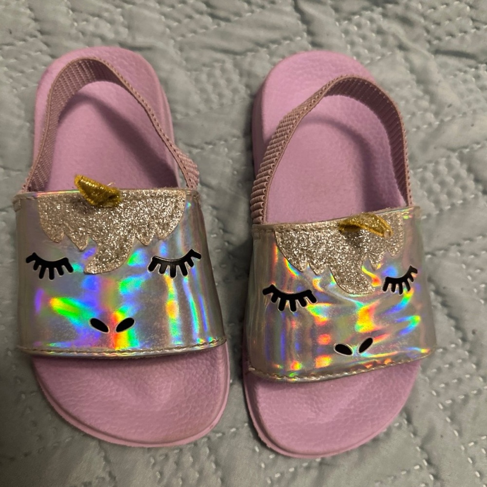 Unicorn Chrome/Glitter Kids Sandals - Lavender